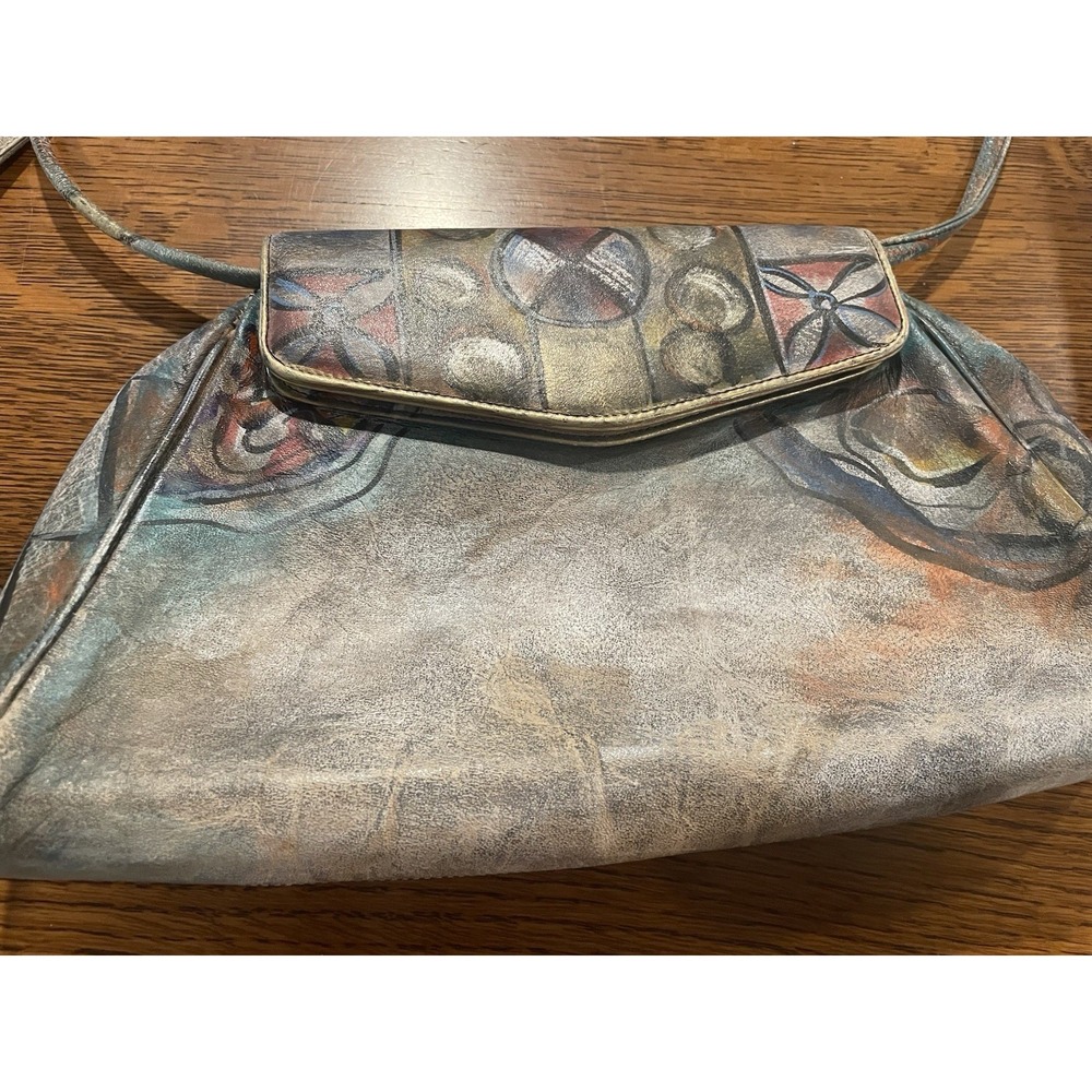 Jane Yoo Womens Purse Wearable Art Shoulder Bag Crossbody Boho Hand Painted